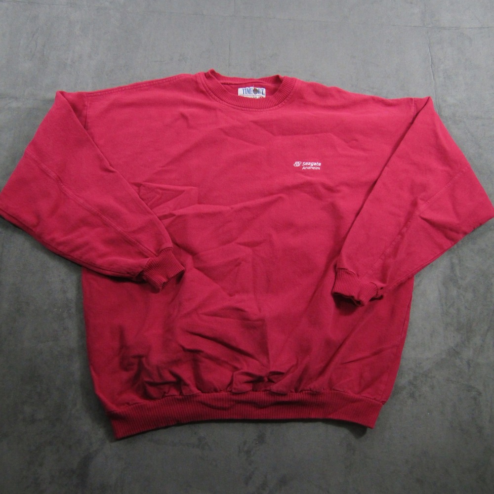 Time Out Sweatshirt Mens L Red Seagate Anaheim Vintage Oversized Cotton Crewneck
